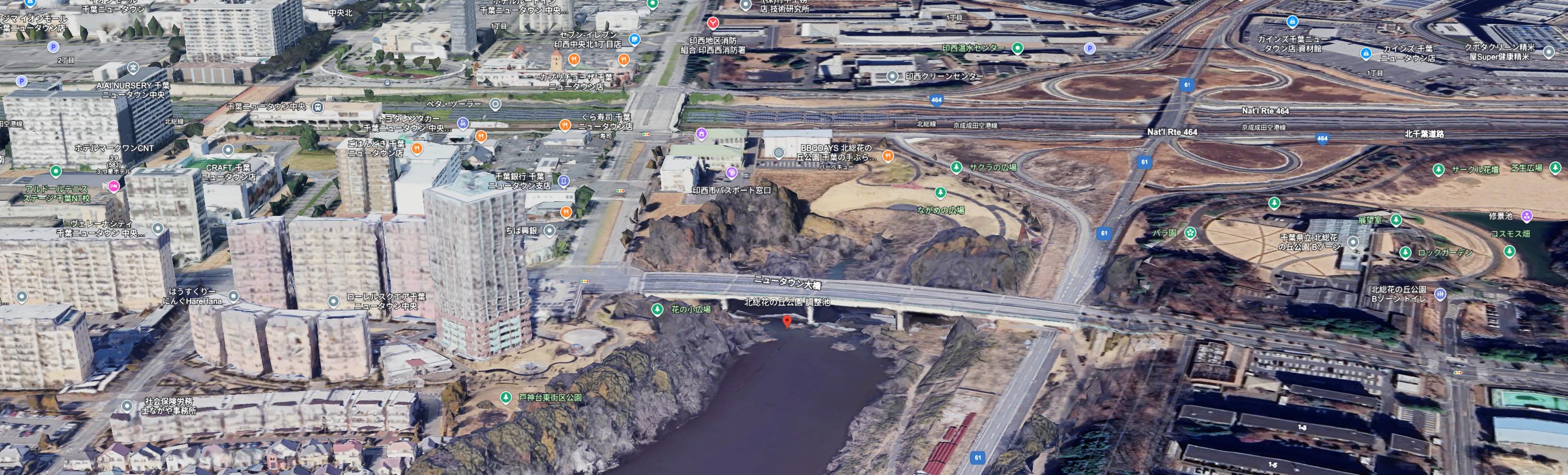 Google Earth 上的ニュータウン大橋